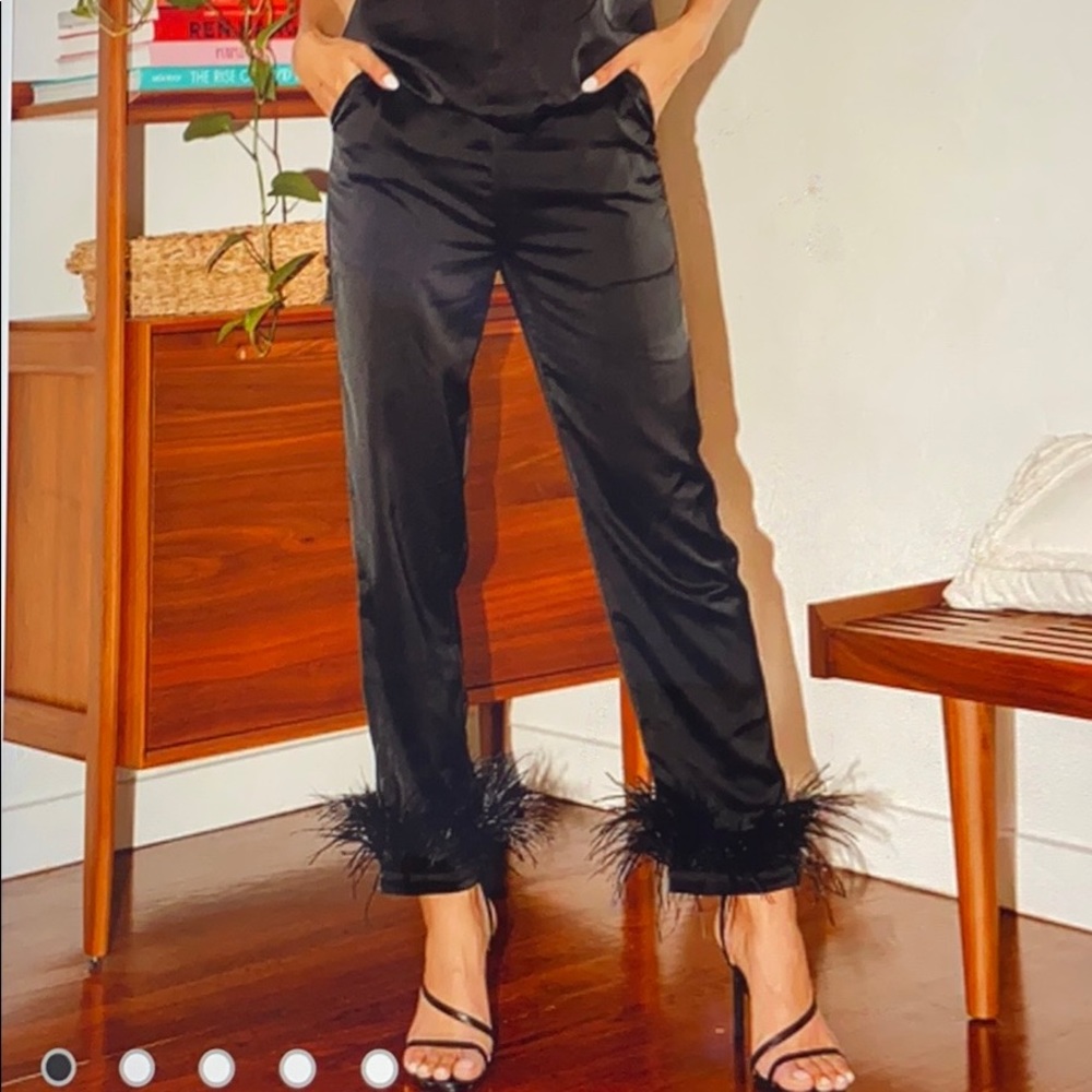 Feather hem trouser pants LULUS